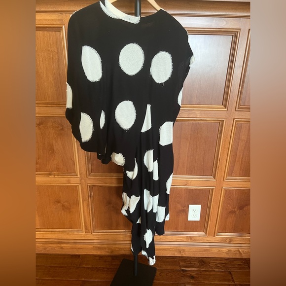 Yohji Yamamoto Tunic Dress Polka Dot Black and Cream White Size S - Picture 4 of 16